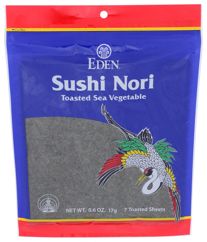 Eden Foods Toasted Sushi Nori - Sea Vegetable, 0.6 Ounce -- 6 per case.