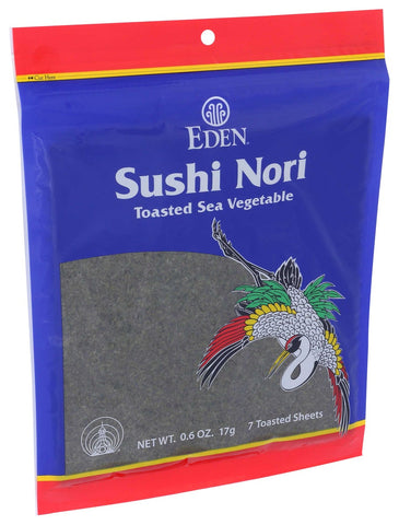 Eden Foods Toasted Sushi Nori - Sea Vegetable, 0.6 Ounce -- 6 per case.