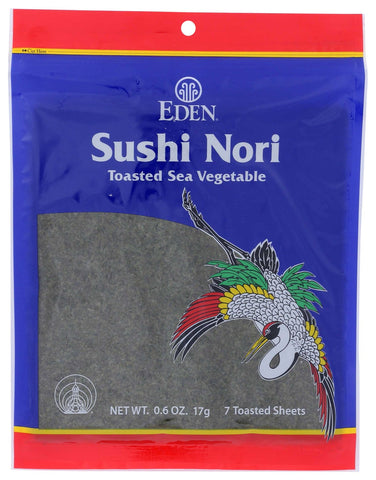 Eden Foods Toasted Sushi Nori - Sea Vegetable, 0.6 Ounce -- 6 per case.