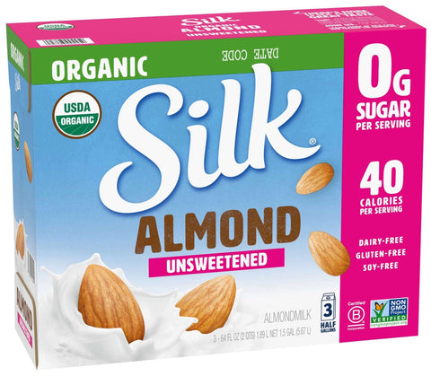 Silk Organic Unsweetened Almond Milk - Club Pack, 64 Ounce -- 3 per case.