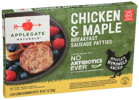 Applegate Farms Natural Chicken and Maple Breakfast Sausage Patties, 7 Ounce -- 12 per case