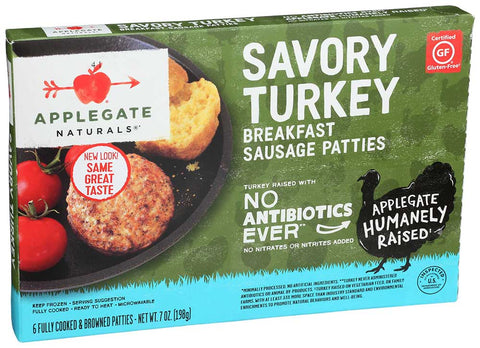 Applegate Farms Natural Savory Turkey Breakfast Sausage Patties, 7 Ounce -- 12 per case