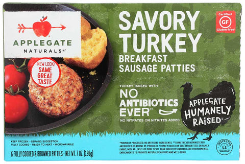 Applegate Farms Natural Savory Turkey Breakfast Sausage Patties, 7 Ounce -- 12 per case