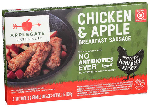 Applegate Farms Chicken and Apple Breakfast Sausage, 7 Ounce -- 12 per case