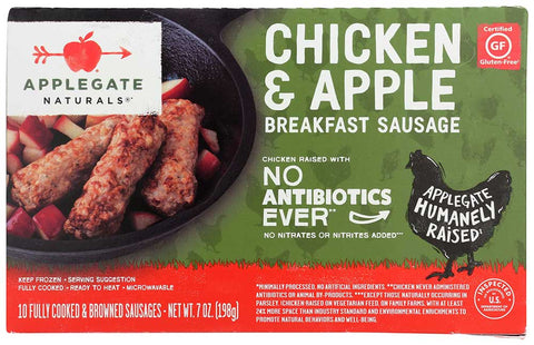Applegate Farms Chicken and Apple Breakfast Sausage, 7 Ounce -- 12 per case