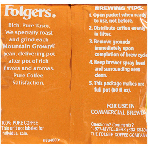 Folgers Caffeine Colombian Ground Coffee, 1.75 Ounce -- 100 per case.