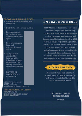 Folgers 1850 Pioneer Blend Medium Roast Ground Coffee, 2.5 Ounce -- 24 per case.