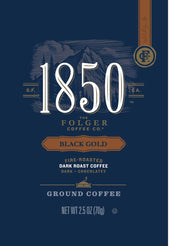 Folgers 1850 Black Gold Dark Roast Ground Coffee, 2.5 Ounce -- 24 per case.