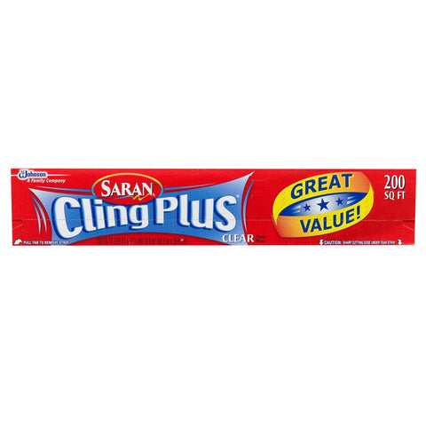 Saran Cling Plus Clear Plastic Wrap, 200 Square Foot -- 12 per case.