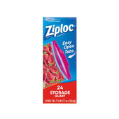 Ziploc Easy Open Tabs Quart Size Storage Bag, 24 count per pack -- 12 per case.