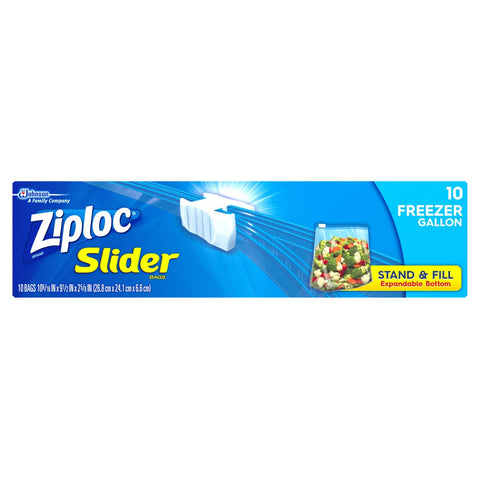 Ziploc Stand and Fill Slider Gallon Freezer Bag, 10 count per pack -- 12 per case.