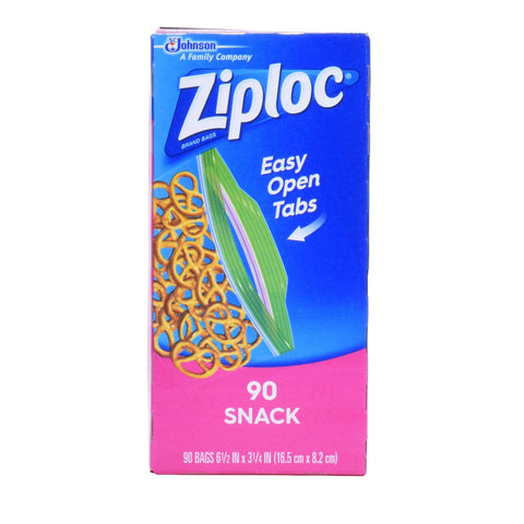 Ziploc Easy Open Tabs Snack Bag, 90 count per pack -- 12 per case.