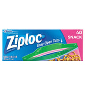 Ziploc Easy Open Tabs Snack Bag, 40 count per pack -- 12 per case.