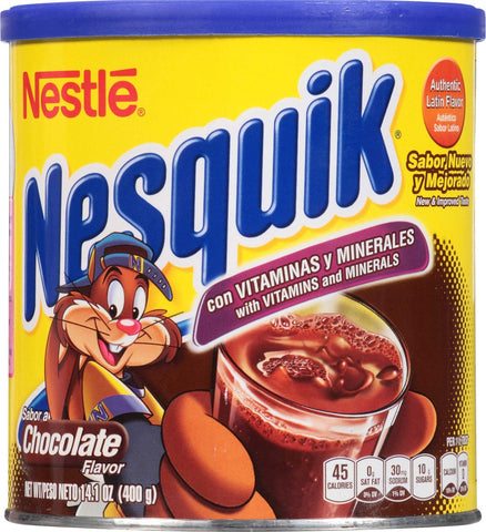 Nesquik Chocolate Flavored Powder, 14.1 Ounce Canister -- 12 per case.