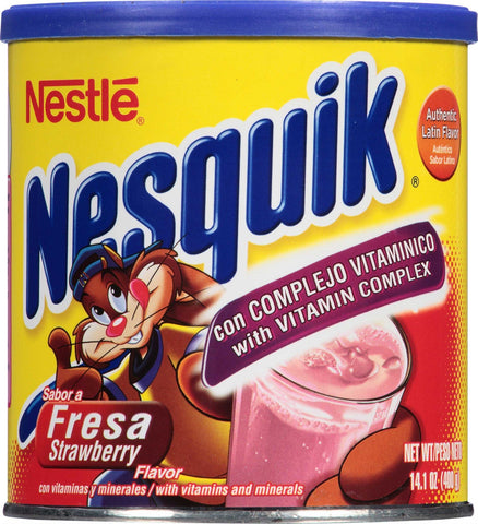 Nesquik Strawberry Flavored Powder, 14.1 Ounce Canister -- 12 per case.