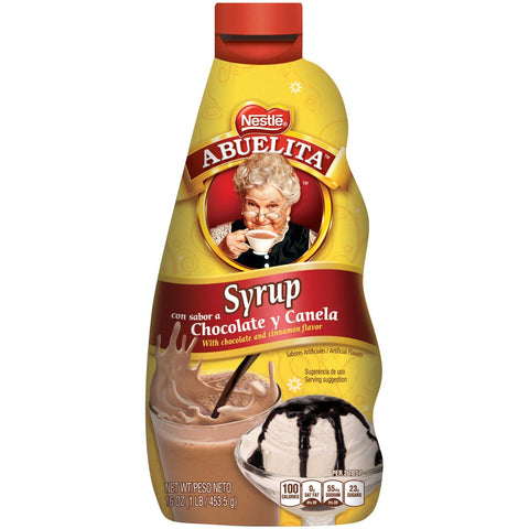 Nestle Abuelita Chocolate Cinnamon Syrup Bottle, 16 Ounce -- 12 per case.