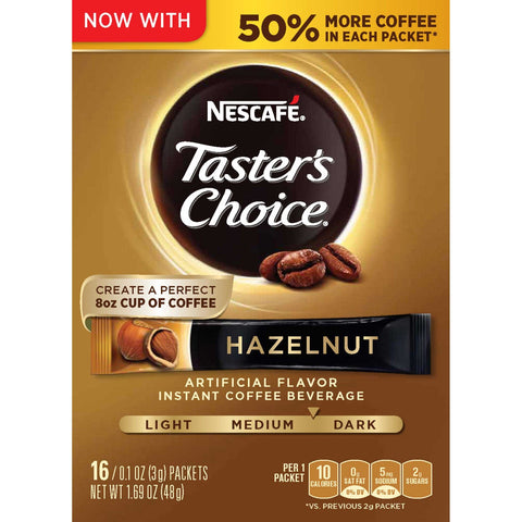 Nescafe Tasters Choice Hazelnut Instant Coffee Stick, 1.69 Ounce -- 8 per case.