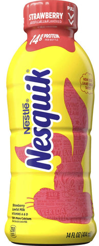 Nestle Nesquick Ready to Drink Lowfat Strawberry Milk, 14 Fluid Ounce -- 12 per case