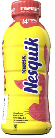 Nestle Nesquick Ready to Drink Lowfat Strawberry Milk, 14 Fluid Ounce -- 12 per case