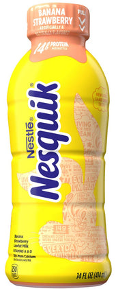 Nestle Nesquick Ready to Drink Lowfat Banana Strawberry Milk, 14 Fluid Ounce -- 12 per case