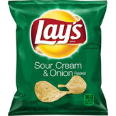 Lays Sour Cream and Onion Potato Chips, 1 Ounce -- 104 per case.