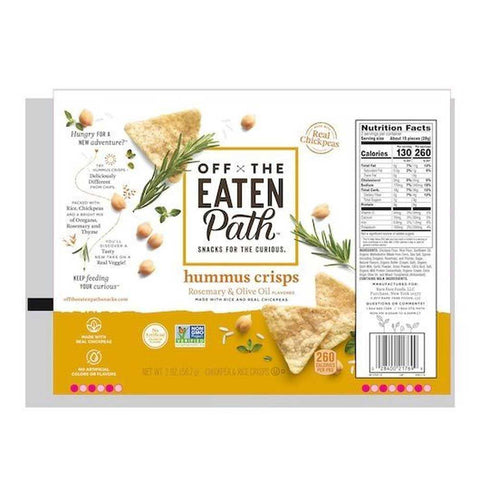 Off The Eaten Path Rosemary and Olive Oil Hummus Crisps, 2 Ounce -- 24 per case