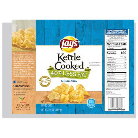 Lays Kettle Cooked Original Potato Chips, 1.375 Ounce -- 64 per case.