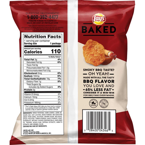 Lays Barbecue Single Serve Potato Crisps, 0.875 Ounce -- 60 per case.