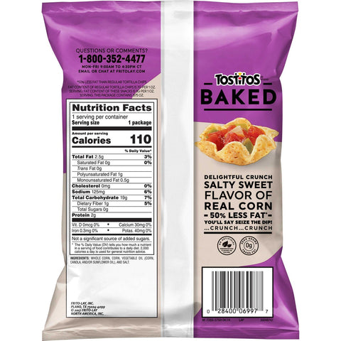 Tostitos Oven Baked Scoops Tortilla Chips, 0.875 Ounce -- 72 per case