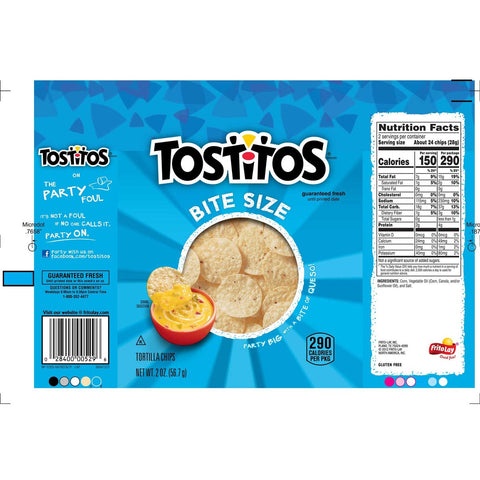 Tostitos Bite Size Tortilla Chips, 2 Ounce -- 64 per case.