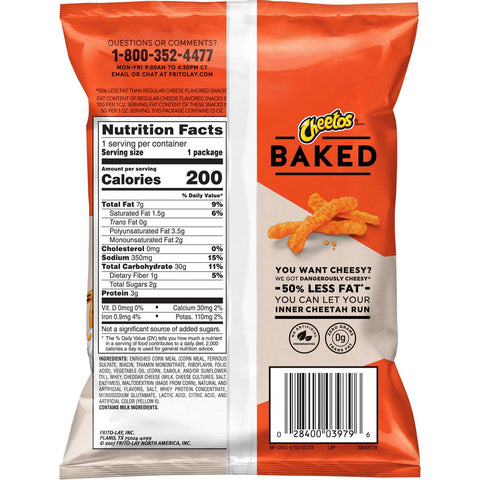 Cheetos Oven Baked Crunchy Cheese Snacks, 1.5 Ounce -- 64 per case.
