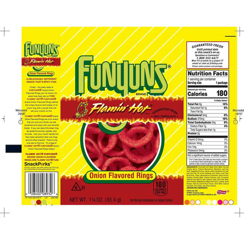 Funyuns Flamin Flavored Hot Onion Rings, 1.25 Ounce -- 64 per case