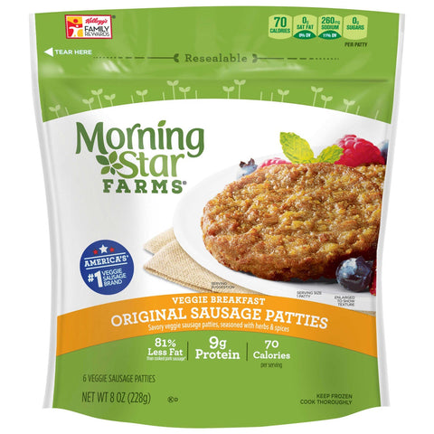 Morningstar Farms Breakfast Sausage Patties, 8 Ounce -- 6 per case.