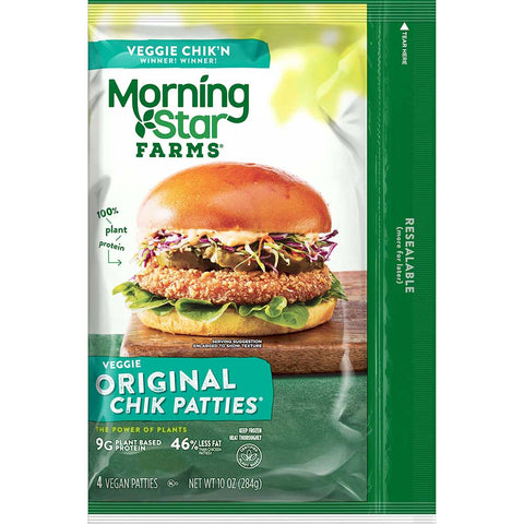 Morningstar Farms Poultry Original Chicken Patties, 10 Ounce -- 8 per case.