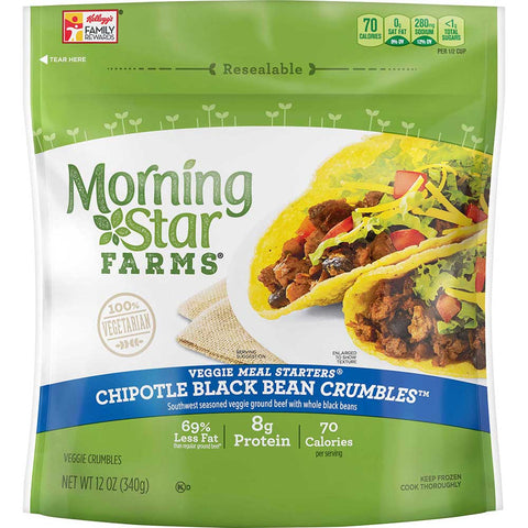 Morningstar Farms Meal Starters Chipotle Black Bean Crumbles, 12 Ounce -- 6 per case.
