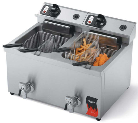 Vollrath Cayenne Medium Duty Twin Electric Fryer, 30 Pound