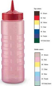 Vollrath Clear Wide Mouth Squeeze Bottle Dispenser with Yellow Cap, 16 Ounce -- 12 per case