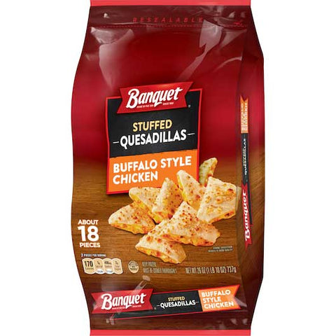 Banquet Buffalo Style Chicken Stuffed Quesadilla, 26 Ounce -- 6 per case.