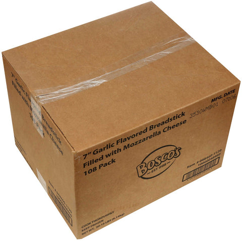 Bosco 7 inch Garlic Flavor Breadsticks Filled with Mozzarella Cheese, 3.22 Ounce -- 108 per case.