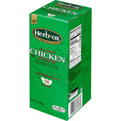 Hormel Health Labs Herb-Ox Instant Chicken Single Serve Broth, 50 Packets per box -- 6 boxes per case
