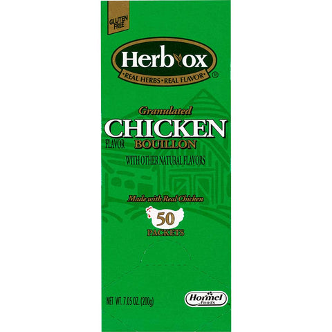 Hormel Health Labs Herb-Ox Instant Chicken Single Serve Broth, 50 Packets per box -- 6 boxes per case