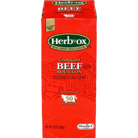 Hormel Health Labs Herb-Ox Beef Bouillon Packets, 50 packets per box -- 6 boxes per case