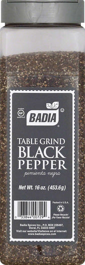 Badia Table Grind Rollermill Black Pepper, 16 Ounce Bottle -- 6 per case