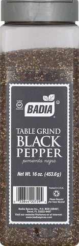 Badia Table Grind Rollermill Black Pepper, 16 Ounce Bottle -- 6 per case