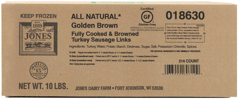 Jones Dairy Farm All Natural Fully Cooked Skinless Turkey Sausage Links, 0.75 Ounce -- 214 per case