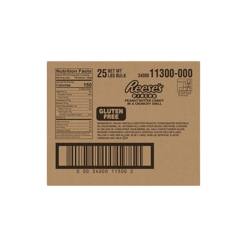 Hersheys Whole Reeses Pieces Candy, 25 Pound.