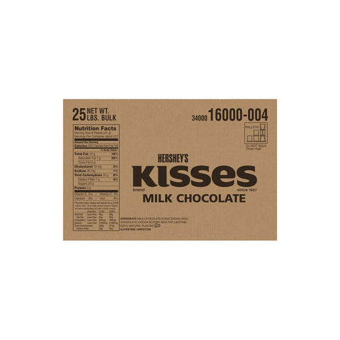 Hersheys Kisses Individually Wrapped Milk Chocolate Candy, 25 Pound