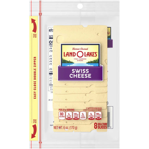 Land O Lakes Sliced Swiss Cheese, 6 Ounce -- 12 per case