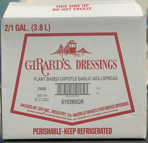 Girards Plant Based Chipotle Garlic Aioli Spread, 1 Gallon -- 2 per case