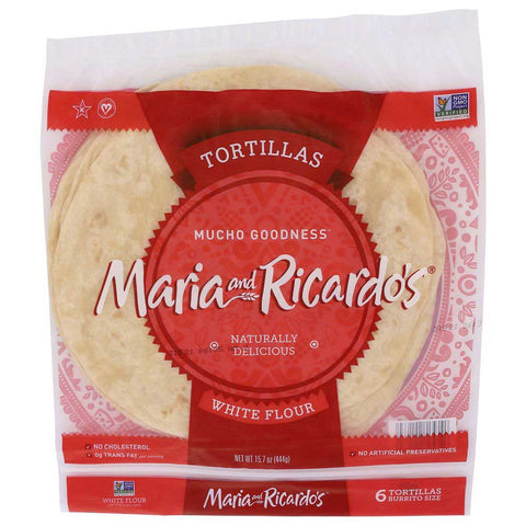 Maria and Ricardos Burrito Size 10 inch White Flour Tortilla, 6 count -- 12 packs per case